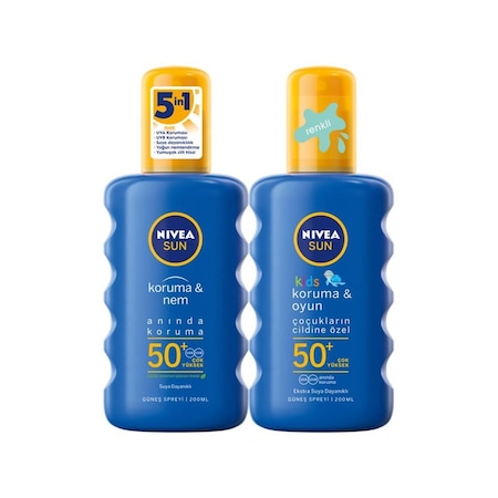 Nivea Koruma Nemlendirici Güneş Spreyi Spf50+ 200 ML + Nivea Koruma Nemlendirici Çocuklar İçin Hassas SPF50 200 ML + Çanta