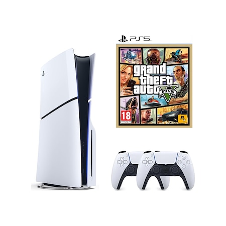 Sony Playstation 5 Slim 1 TB Standart Edition Konsol + 2 Kol + PS5 Gta 5 (İthalatçı Garantili)