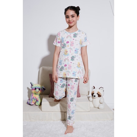 Lela Kız Çocuk Pijama Takımı 6651004 Ekru