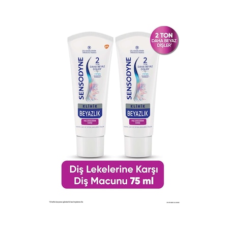 Sensodyne Klinik Beyazlık Diş Lekelerine Karşı Diş Macunu 2 x 75 ML