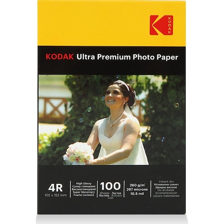 Kodak Photo Paper 4R Glossy-Parlak 10X15 -100'Lük 260G