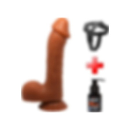 Odins Shop Belden Bağlamalı 22.2 CM Realistik Vantuzlu Melez Dildo Penis + Kemer + Kayganlaştırıcı