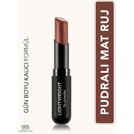 Flormar Lightweight Lip Powder Kurutmayan Mat Stick Ruj 005 Coffee Lover