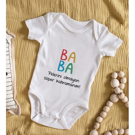 Bitmeyenkartus Bk Kids Baba Tasarımlı Bebek Body Zıbın - Model 2