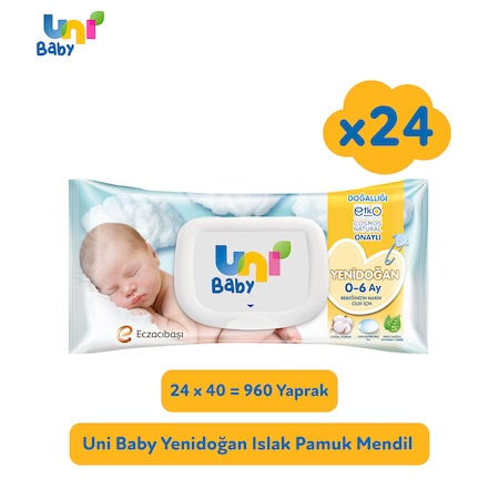 Uni Baby Yenidoğan Islak Havlu Mendil 24 X 40'Lı