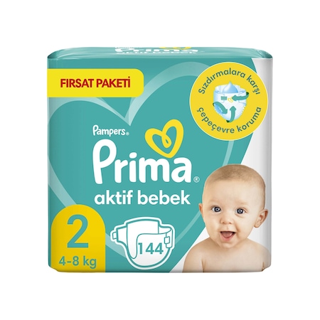 Prima Aktif Bebek Yenidoğan Standart Paket 2 Beden 144 Adet