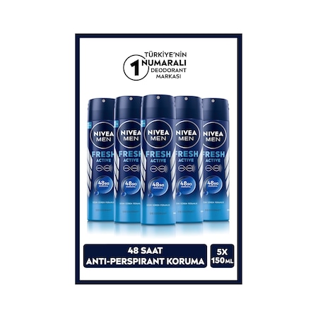 Nivea Men Fresh Active Erkek Sprey Deodorant 5 x 150 ML