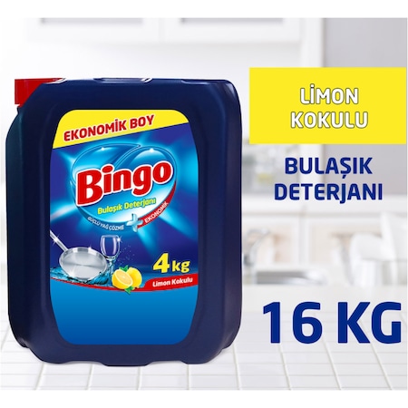 Bingo Bulaşık Deterjanı Limon Kokulu 4 x 4 KG