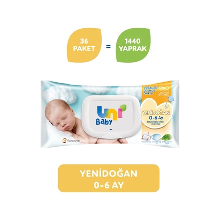 Uni Baby Yenidoğan Islak Havlu Mendil 36'Lı 1440 Yaprak