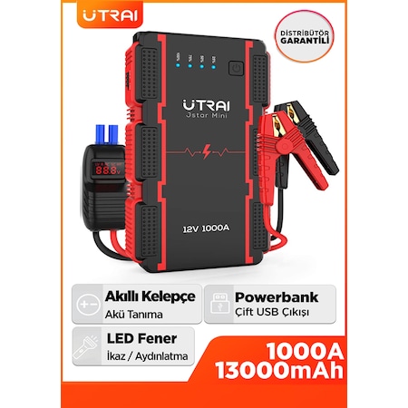 UTRAI Jstar Mini 13000mAh 1000A Jump Starter Taşınabilir Akü Takviye Cihazı ( Powerbank + Led Lamba)
