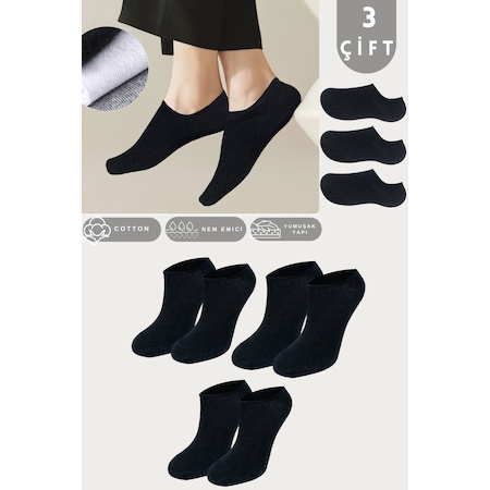 Unisex Düz Desen 3 Çift Pamuklu Çorap