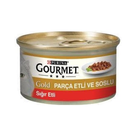 Gourmet Gold Parça Sığır Etli Soslu Konserve Yetişkin Kedi Maması 24 x 85 G