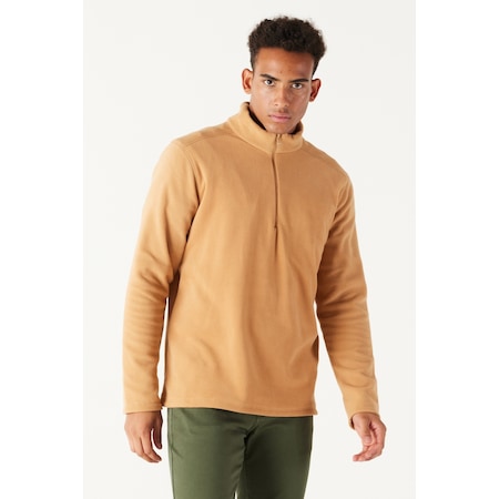 AC&Co / Altınyıldız Classics Anti-Pilling Tüylenme Yapmayan Bato Yaka Erkek Polar Sweatshirt 4A5221100016KRE3XL Karamel