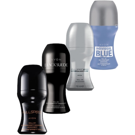 Avon Black Suede + Full Speed + Full Speed Quantum + Individual Blue Erkek Roll-On Deodorant 4 x 50 ML