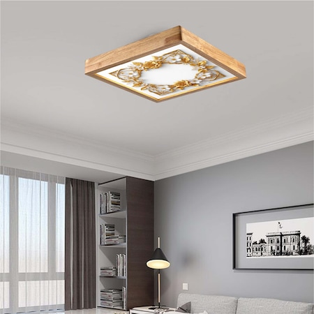 Wood Design World Ahşap Çerçeve Tavan Led Aydınlatma Avize