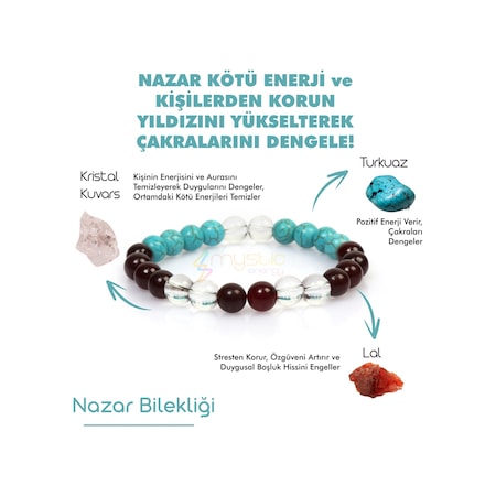 Mystic Energy Doğal Taş Nazar Unisex Tılsım Bilekliği