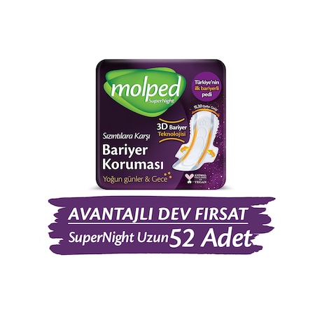 Molped Süpernight Hijyenik Ped Uzun Avantaj Paket 52 Adet