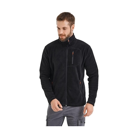 Genius Store Tam Fermuarlı 3 Cepli Outdoor Erkek Polar Ceket Tactical Flecee Siyah