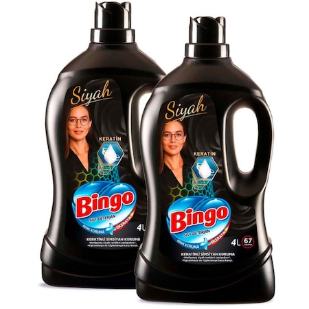 Bingo Siyah Sıvı Bakım Çamaşır Deterjanı 2 x 4 L