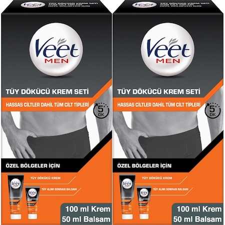 Veet Men Özel Bölgeler İçin Tüy Dökücü Krem 2 x 100 ML + Balsam 2 x 50 ML