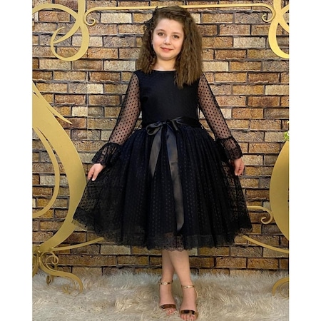Abiyekids Prenses Model Kız Çocuk Abiye Elbise - Siyah