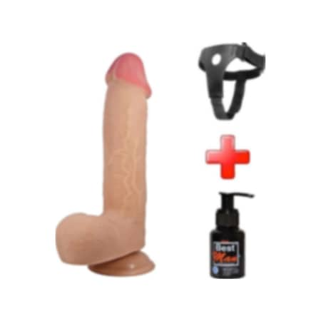 Odins Shop Belden Bağlamalı 23.4 CM Çift Katmanlı Gerçekçi Dildo Penis