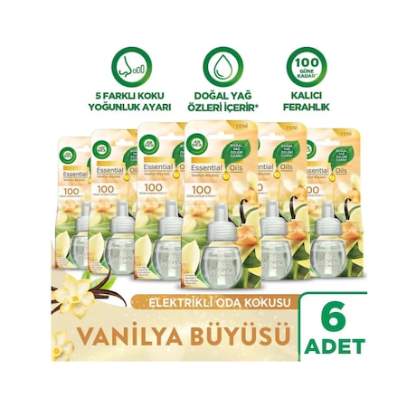 Air Wick Elektrikli Oda Kokusu Yedek Şişe Vanilya Esansiyel Yağlar İçerir 6 x 19 ML