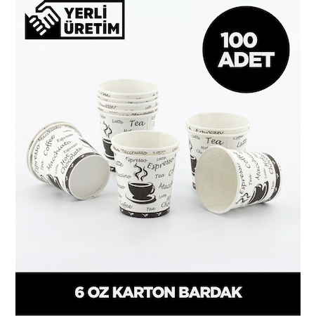 6 Oz Karton Bardak - 100 Adet Çok Renkli