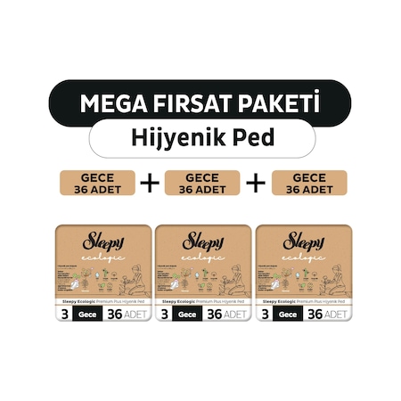 Sleepy Ecologic Premium Plus Hijyenik Ped Gece 108 Adet