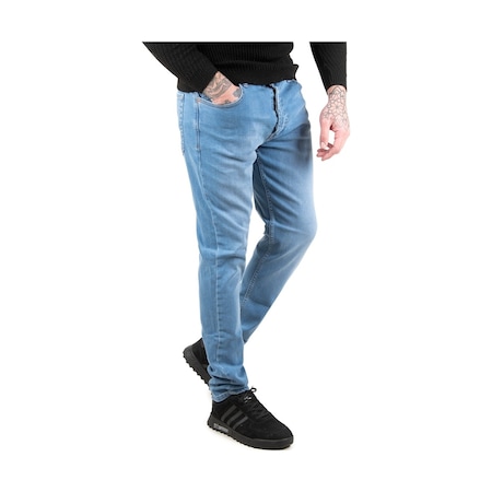 Deepsea Erkek Mavi Slim Fit Likra Kot Pantolon 220202 Mavi