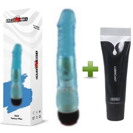 Truva Shop Crazy Bull 18 Cm Dildo Mavi Jel Titreşimli Vibratör Penis + Kaydırıcı