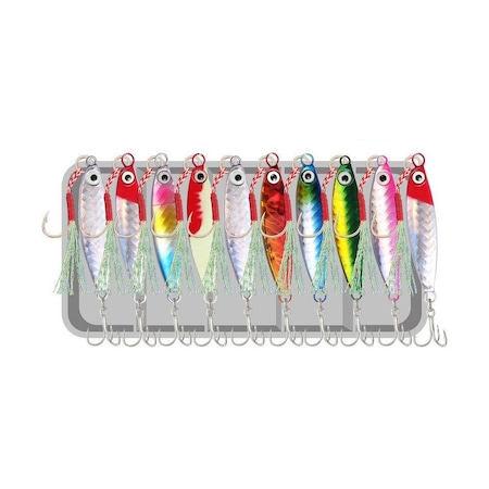 Valkyrie 10 Adet 20gr 6cm Kutulu Metal Rapala Jig Seti Balık Olta Yemi Parlak Gerçekçi Zoka