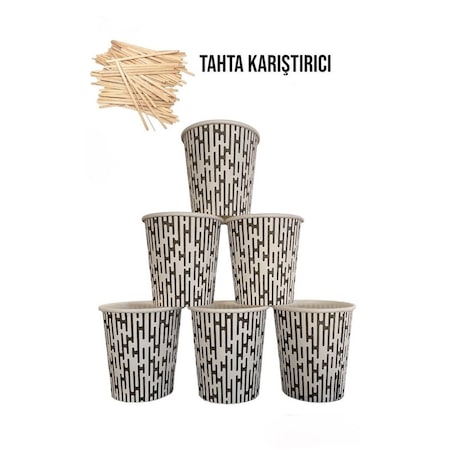 Yıldırım Paper Cup 6.5 Oz Karton Bardak 3000 Adet + 1000 Adet Tahta Karıştırıcı