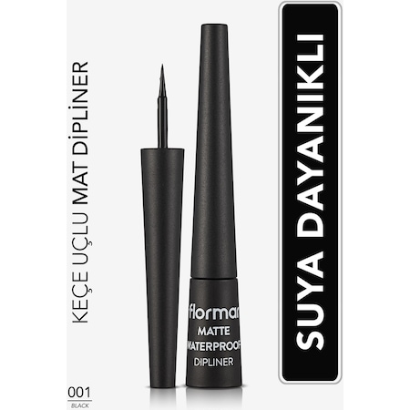 Flormar Matte Waterproof Suya Dayanıklı Mat Dipliner 001 Black