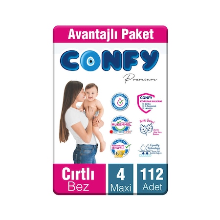 Confy Premium Bebek Bezi 4 Numara Maxi 112 Adet