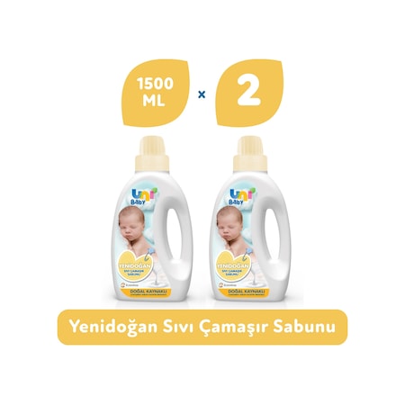 Uni Baby Parfümsüz Hipoalerjenik Yenidoğan Sıvı Çamaşır Sabunu 2 x 1500 ML