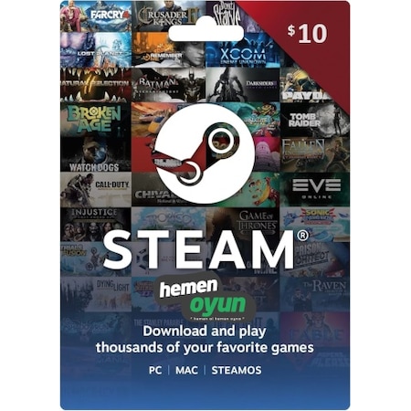 Hemenoyun Steam Gift Card 10 Usd Dolar Cüzdan Kodu
