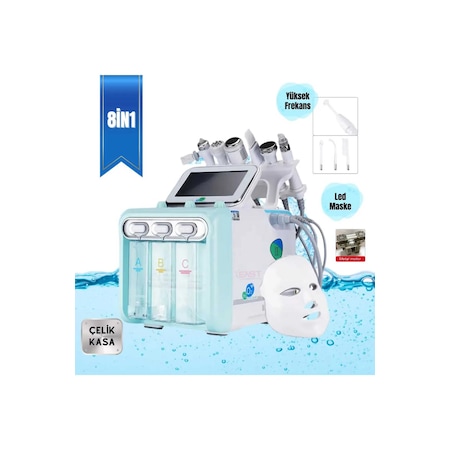 East Medikal Hydrafacial 8 in 1 Led Maskeli + Yüksek Frekans Cilt Bakım Cihazı