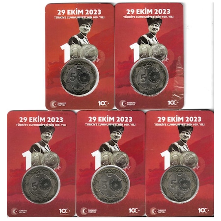 Emir Collection 2023 Cumhuriyet'in 100.yılı Hatıra 5 Lira Özel Kırmızı Kitinde 5 Adet Çil