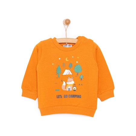 Hellobaby Basic Az Şardonlu Kamp Temalı Sweatshirt Erkek Bebek 24khlbeswt019 Turuncu Turuncu