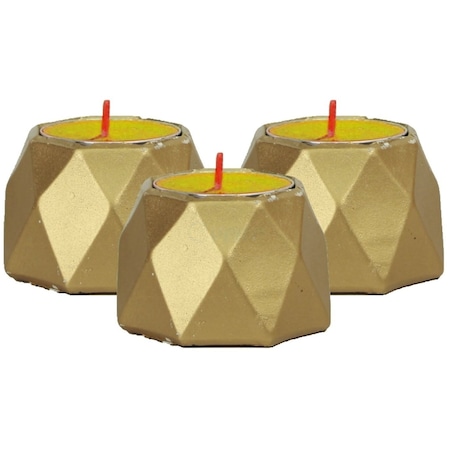 Mumluk Şamdan 3 Adet Tealight Uyumlu Poly 1 Küçük Model - Altın