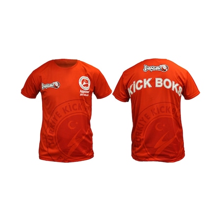 Dragondostore Dragon Kf2018 Kick Boks Tişörtü Mavi - Kırmızı