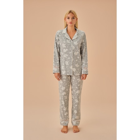 Suwen Griss Maskülen Pijama Takımı Sh25163660b964 Gri Baskılı