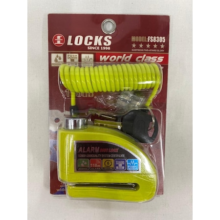 World Class Locks 110 Db Fosforlu Yeşil Alarmlı Disk Kilidi