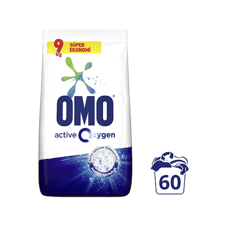 Omo Active Oxygen Beyazlar için Toz Çamaşır Deterjanı 9 KG