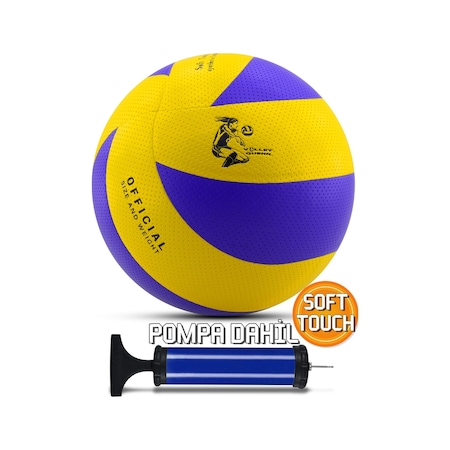 Telvesse Yapıştırma Voleybol Topu Pompalı Set Soft Touch İç-dış Mekan Uygun 8 Panel Mavi 280 Gram