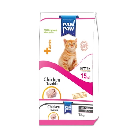 Paw Paw Kitten Tavuklu Yavru Kedi Maması 15 KG