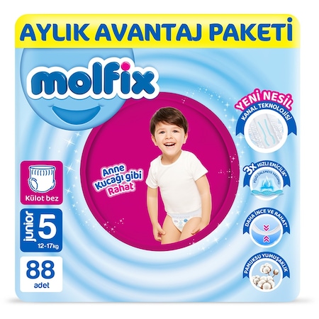 Molfix Pants Bebek Bezi 5 Beden Junior Aylık Avantaj Paketi 88 Adet