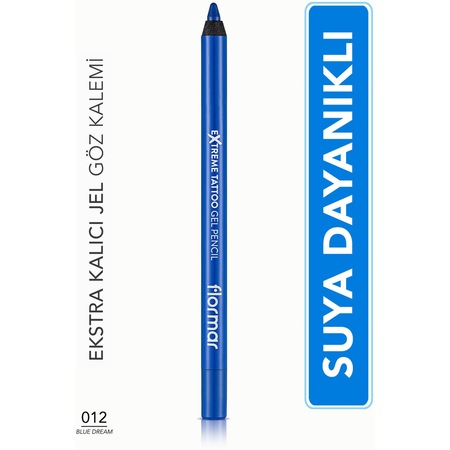 Flormar Mat Kalıcı Göz Kalemi (MAVİ) - Extreme Tattoo Gel Pencil - 012 Blue Dream - 8682536041195