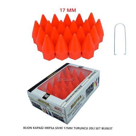 Bijon Kapağı Sivri 17 Mm Turuncu 20 Li Set